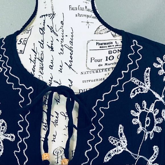 RIVIER SUN Navy & White Embroidered Dress Sz M - Picture 2 of 8